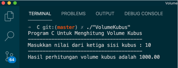 Contoh Hasil Volume Kubus Input 10