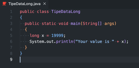 Program Java Tipe Data Long